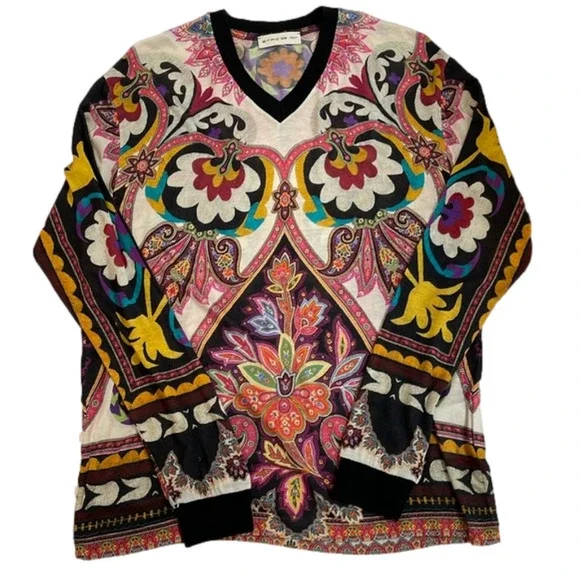 ETRO colourful paisley summer sweater size 38 Small NEW - Picture 1 of 5